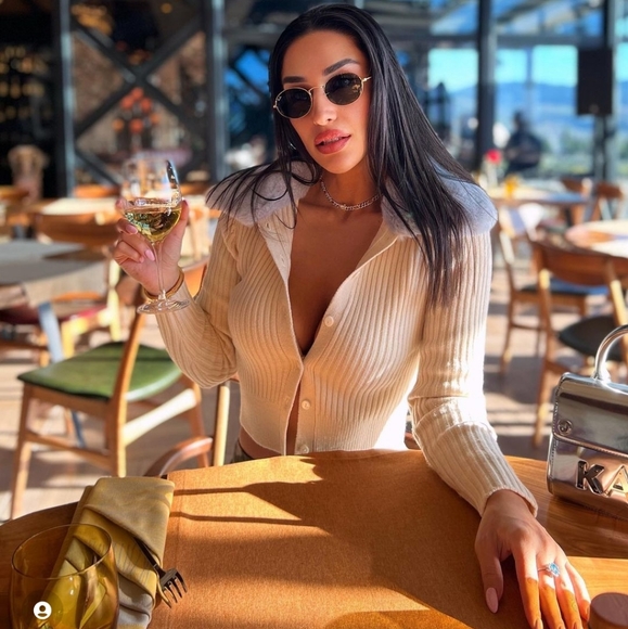 Zara * faux fur knit cardigan Cream Blue - Picture 8 of 15